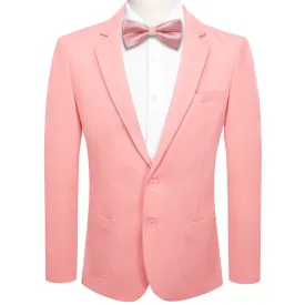 Hi-Tie Business Daily Blazer Pink Men's Suit Jacket Slim Fit Coat