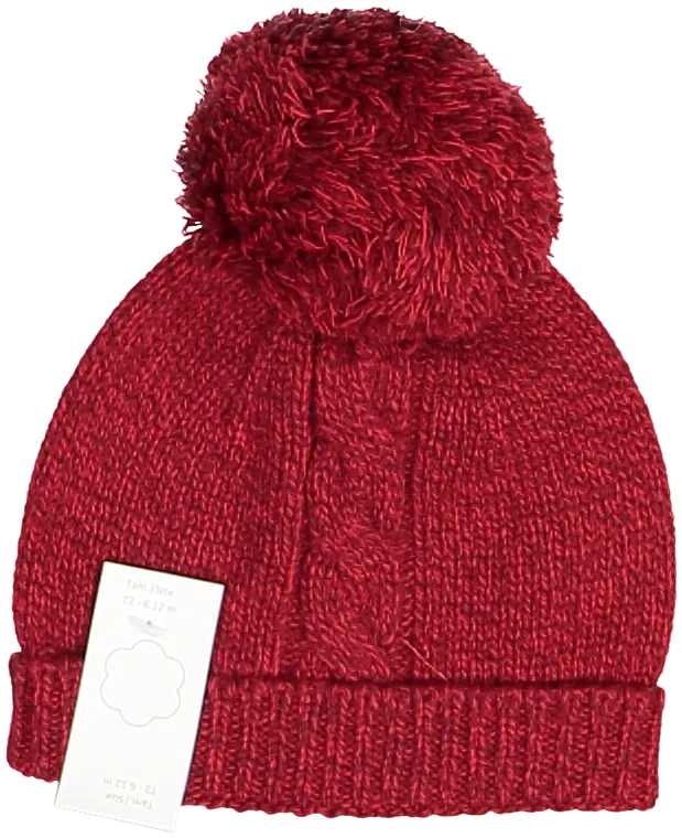 10307A-BEANIE W/POMPOM-Red