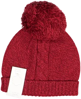 10307A-BEANIE W/POMPOM-Red