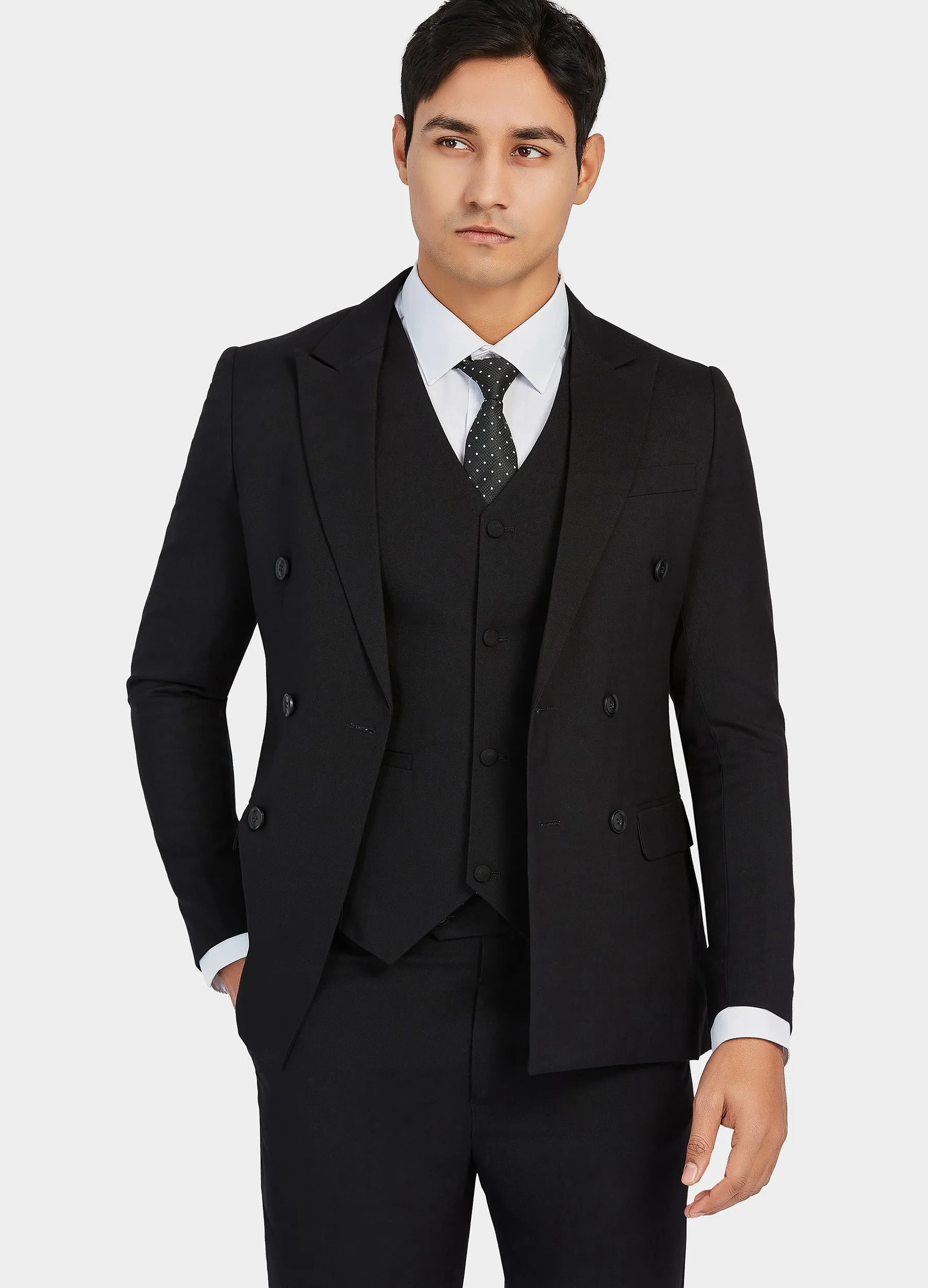 1PA1 Men's 3 Pieces Slim Fit Vested Suit, Wedding Tuxedo - Two Buttons Jacket, Vest & Pants