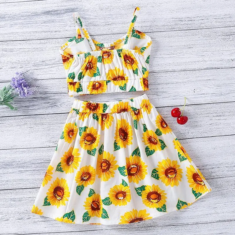 2-piece Sunflower Pattern Dress Set for Toddler Girl