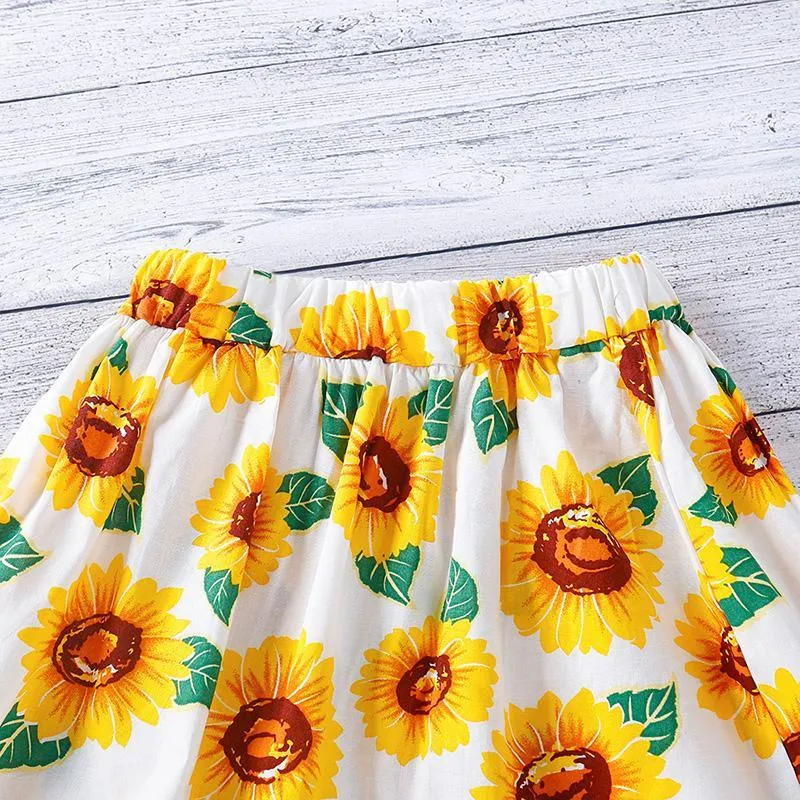 2-piece Sunflower Pattern Dress Set for Toddler Girl