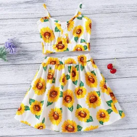 2-piece Sunflower Pattern Dress Set for Toddler Girl