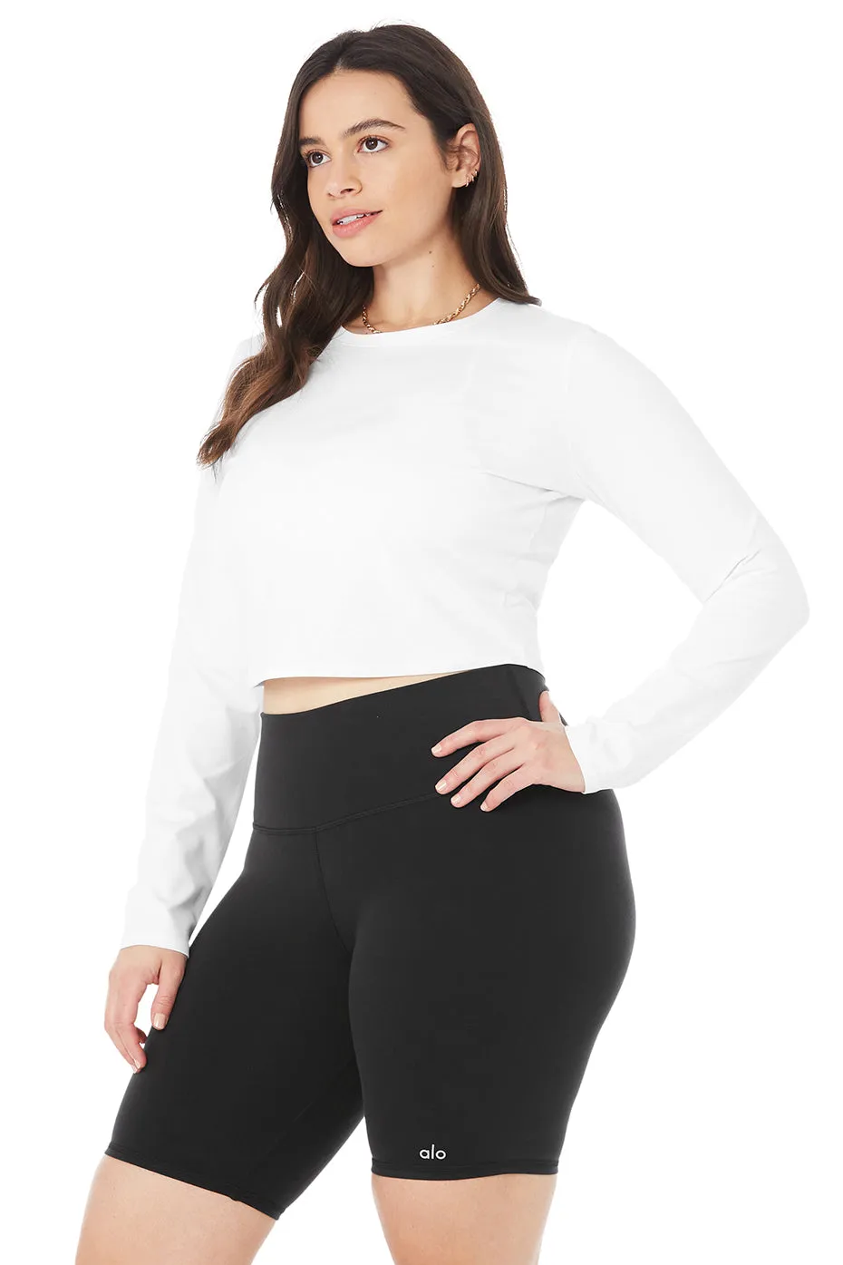 Alosoft Crop Finesse Long Sleeve - White