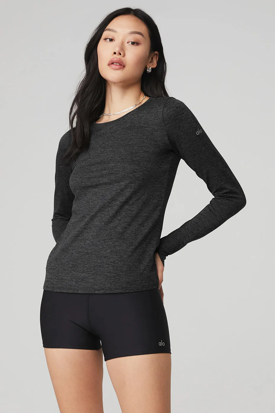 Alosoft Finesse Long Sleeve Top - Dark Heather Grey