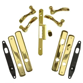 Andersen Newbury Style (Double Active) Hinged Door Hardware Set in Bright Brass