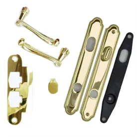 Andersen Whitmore Style (Single Active) Hinged Door Hardware Set in Bright Brass