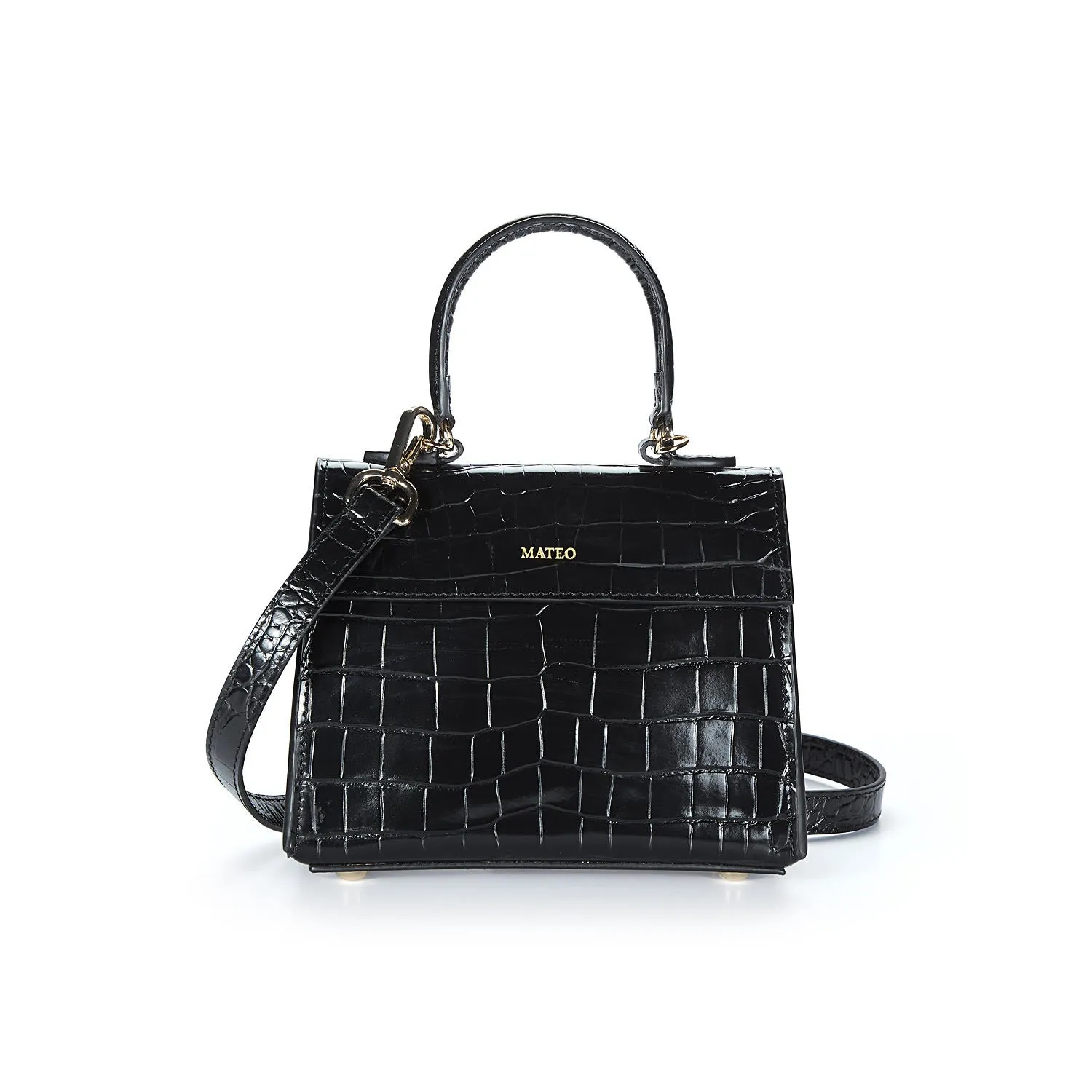 Black Croc Elizabeth Bag