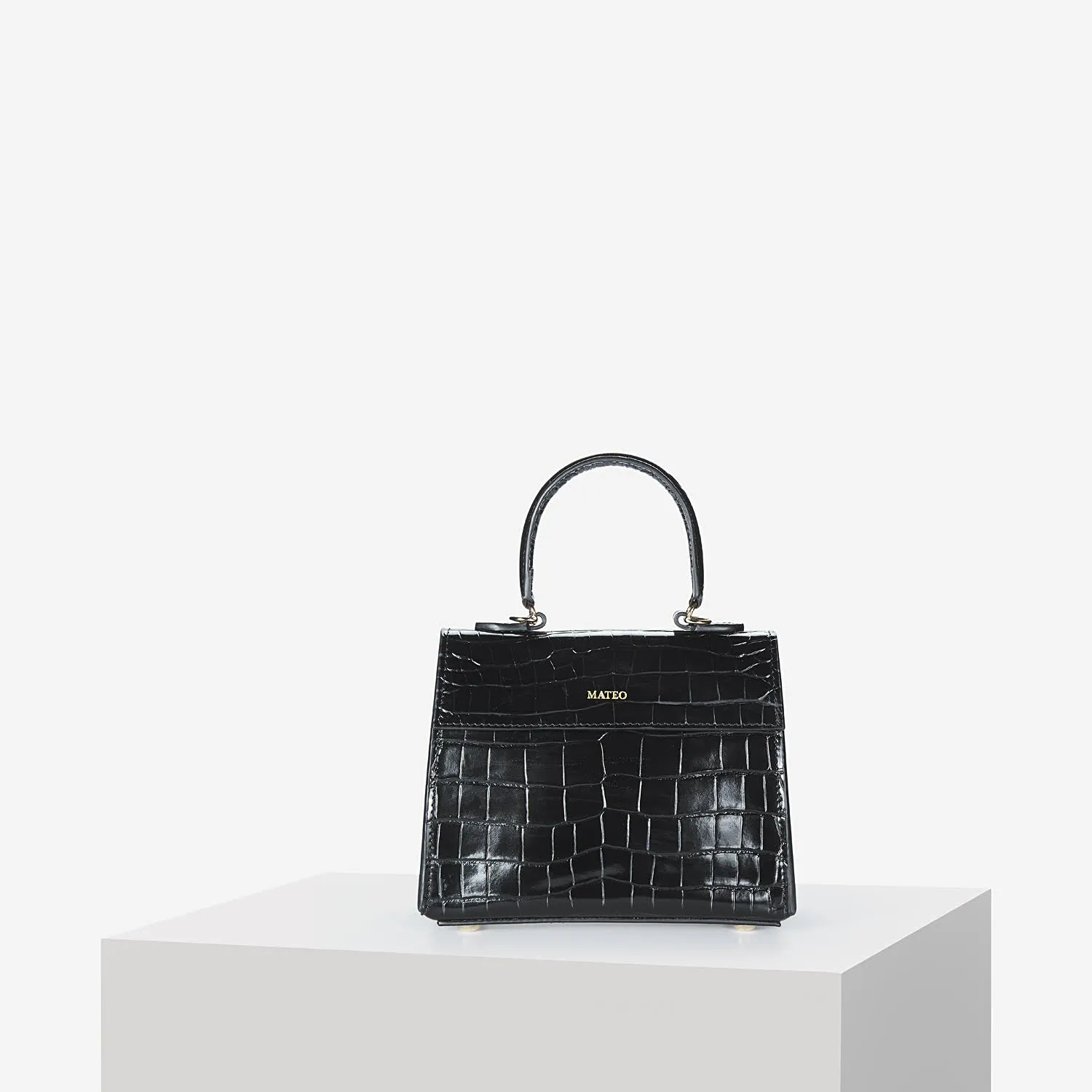 Black Croc Elizabeth Bag