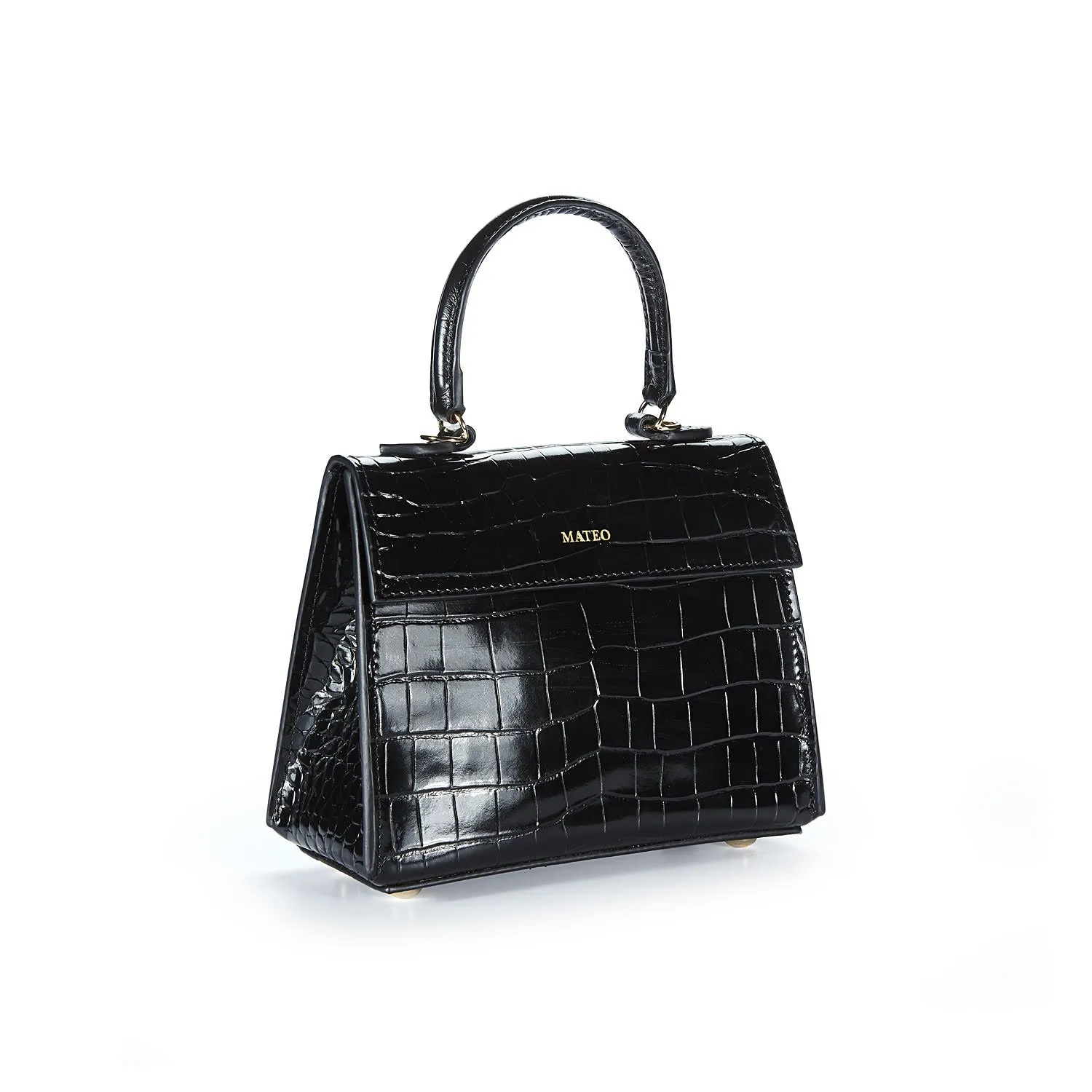 Black Croc Elizabeth Bag