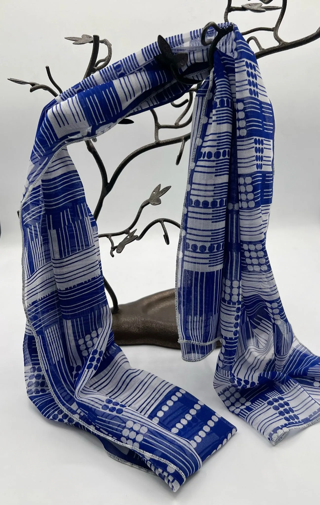 Blue White Shapes Scarves