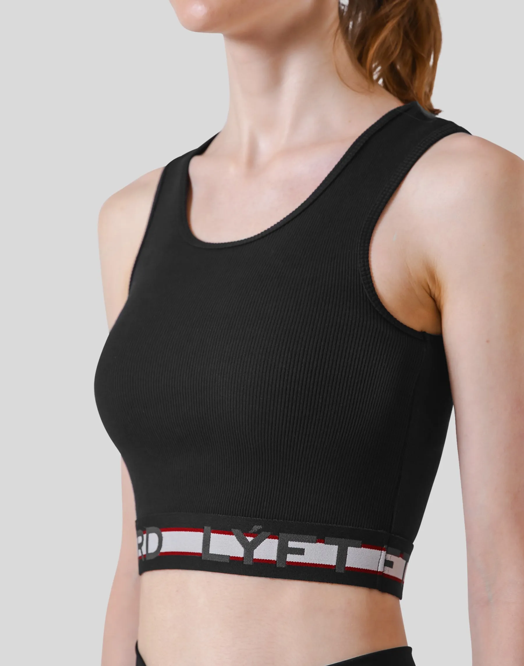 Border Rib Woven Tanktop - Black