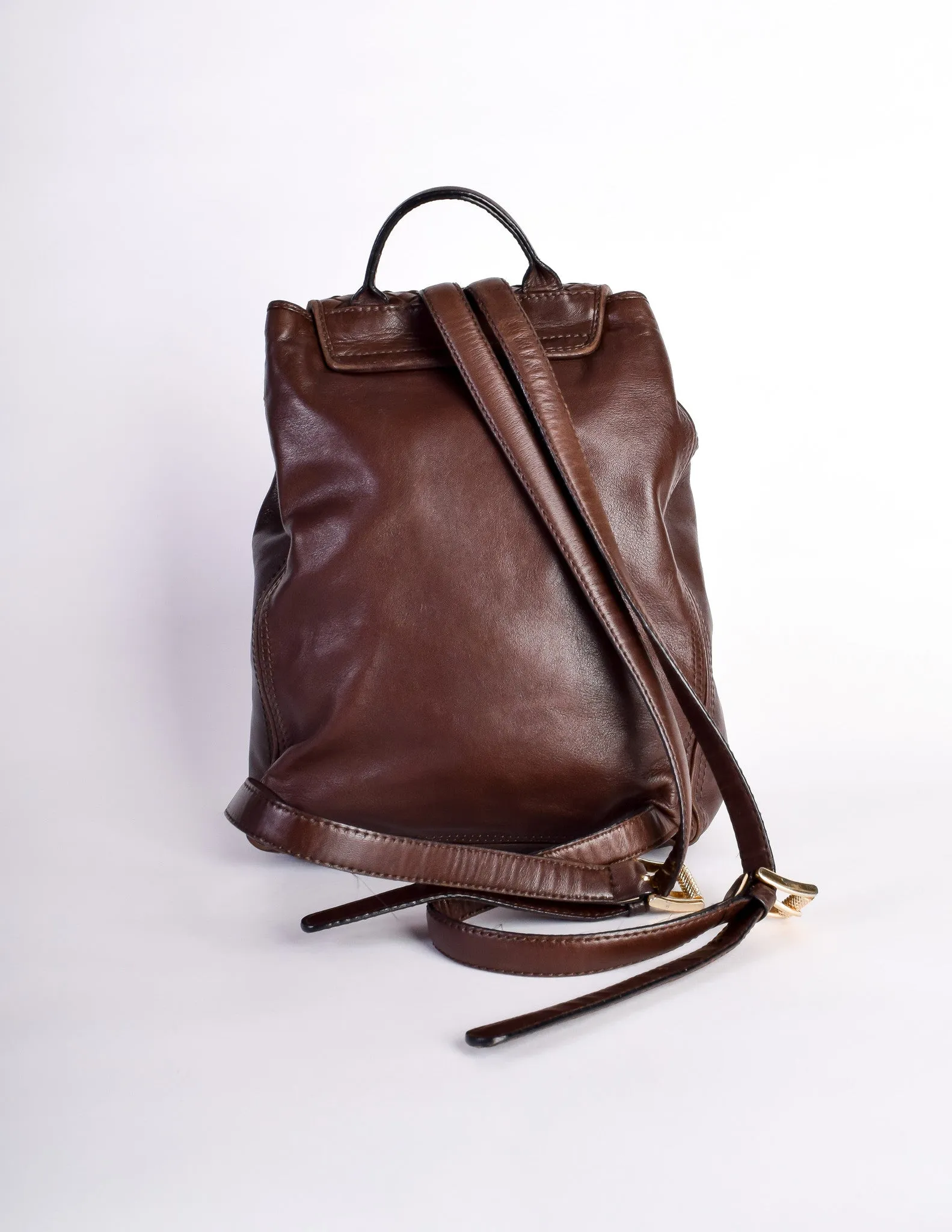 Bottega Veneta Vintage Intrecciato Brown Woven Leather Backpack