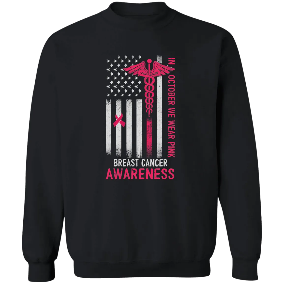 Breast Cancer Flag Unisex  Crewneck Pullover Sweatshirt