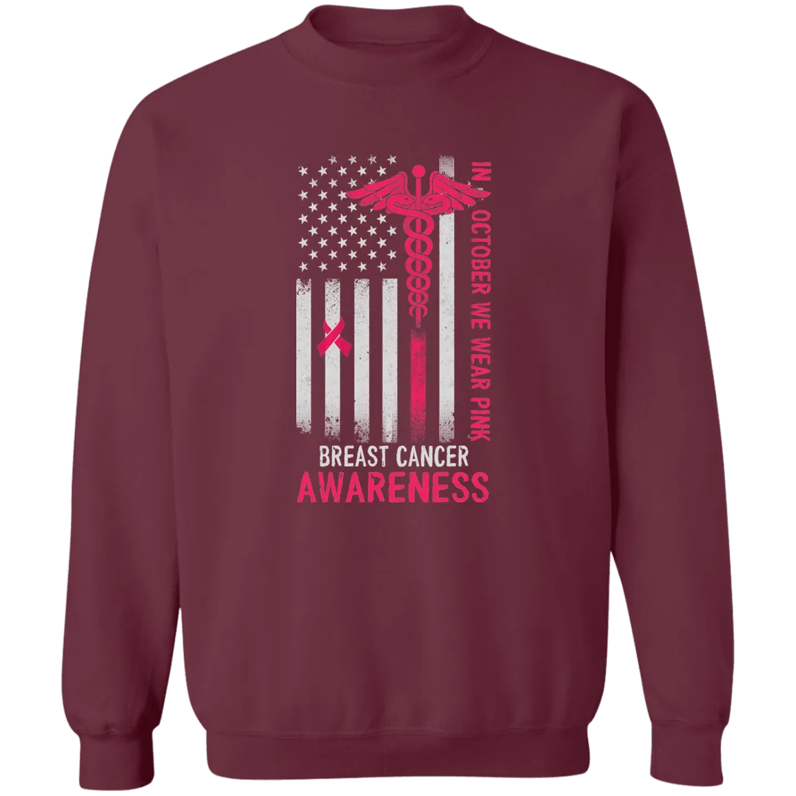 Breast Cancer Flag Unisex  Crewneck Pullover Sweatshirt