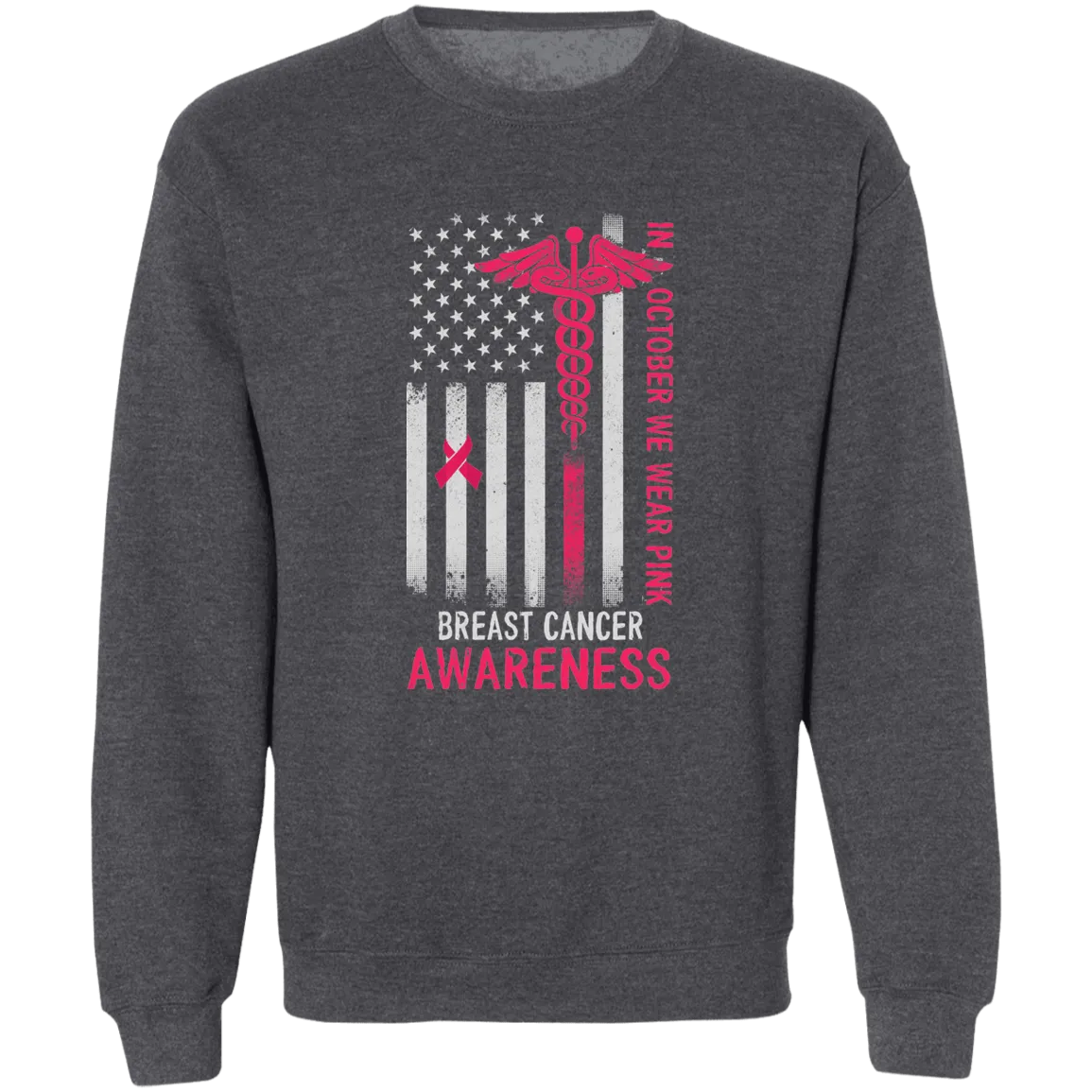 Breast Cancer Flag Unisex  Crewneck Pullover Sweatshirt