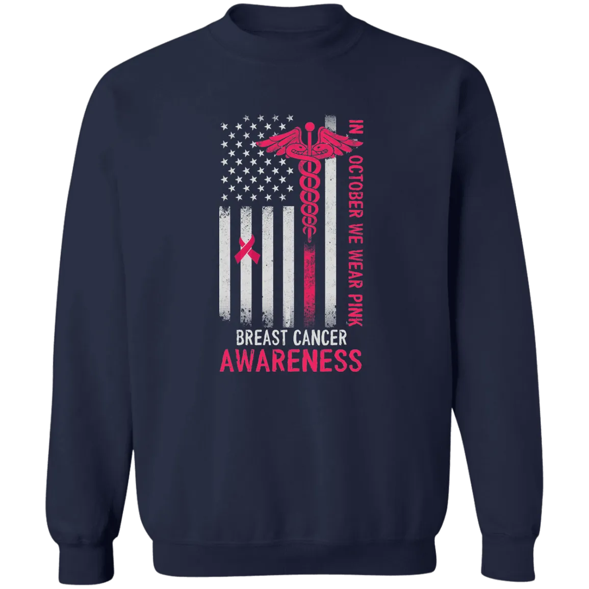 Breast Cancer Flag Unisex  Crewneck Pullover Sweatshirt