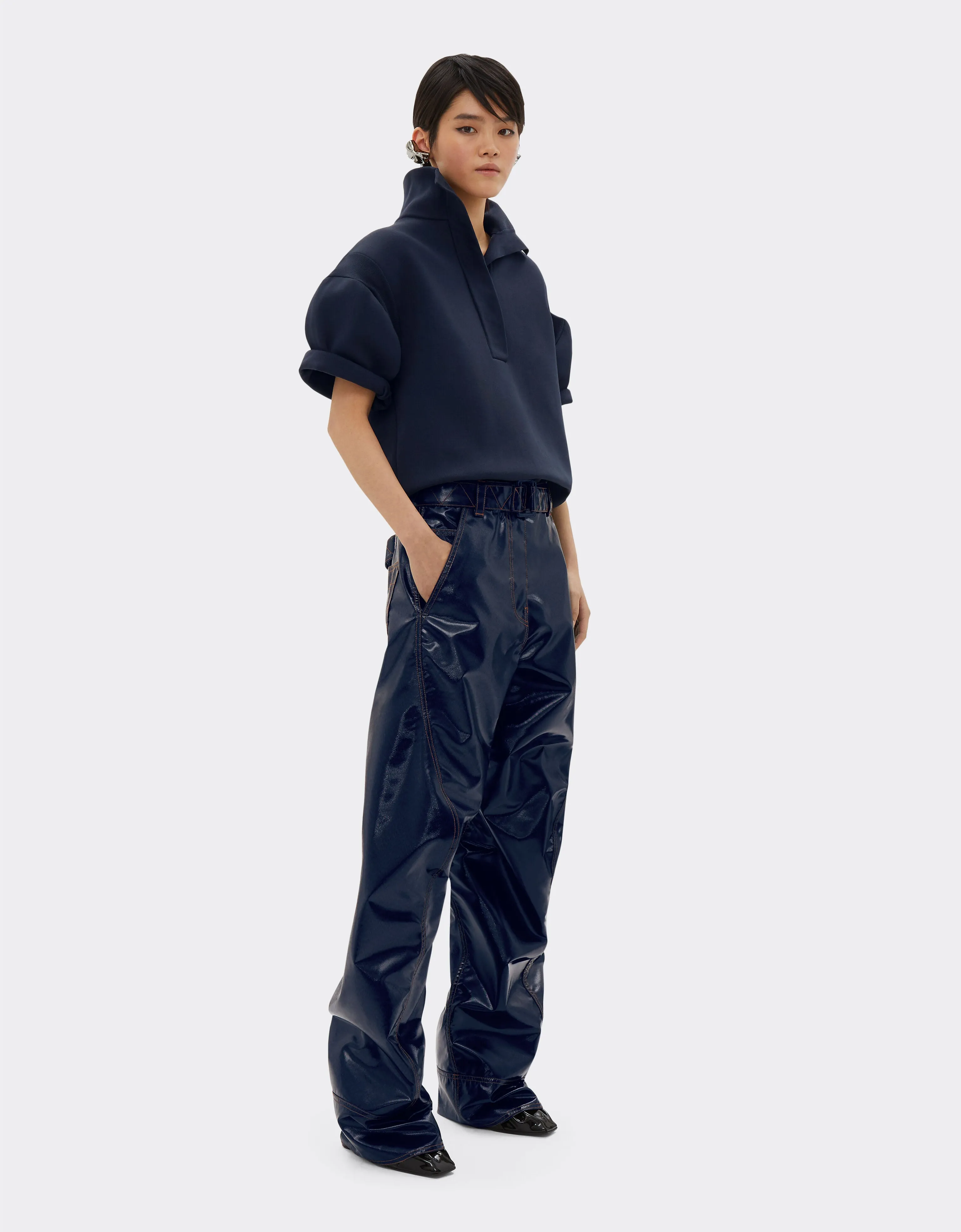 Cargo Trousers In Coated Technical Drill Fabric