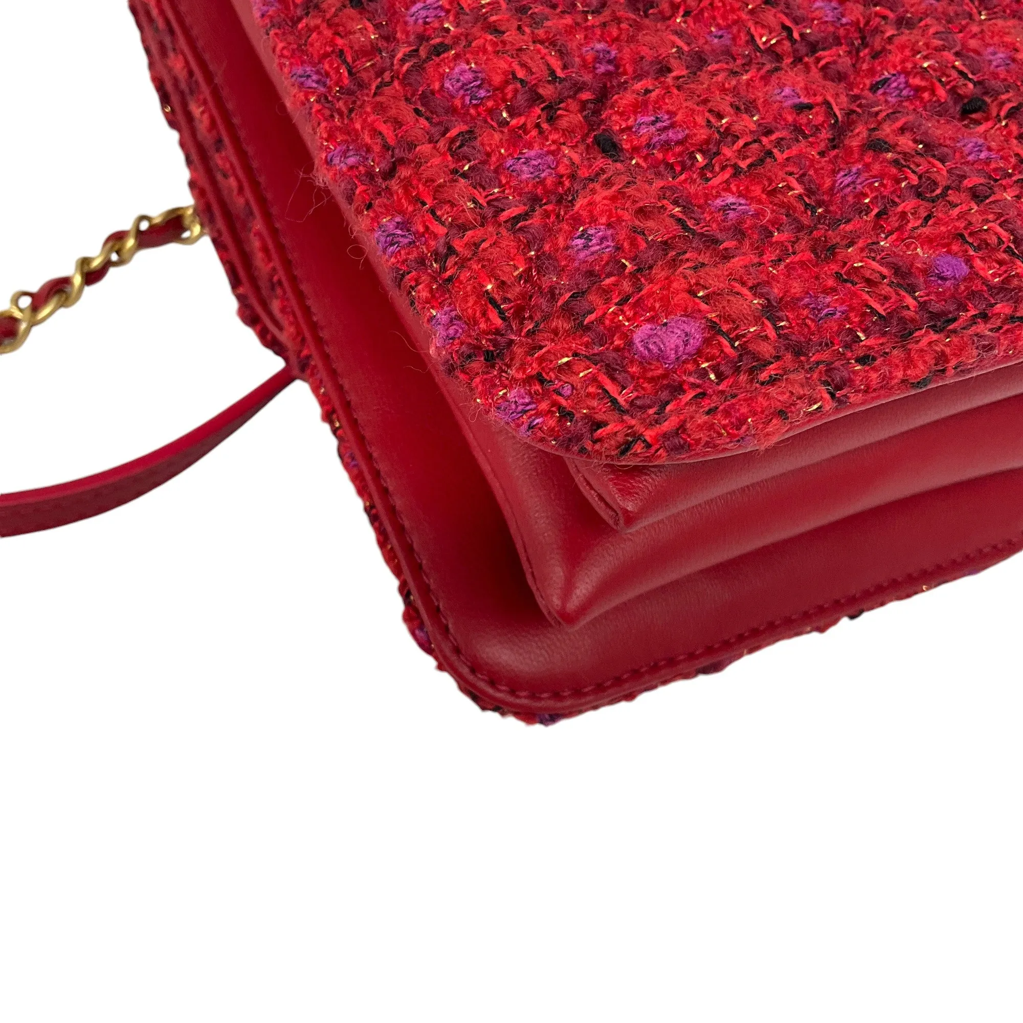 Chanel Red / Purple Multi 2023 Tweed Mini Flap Handle Bag