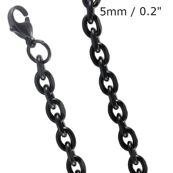 Classy Men 5mm Black Rolo Chain Necklace