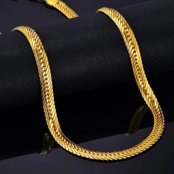 Classy Men 8mm Gold Herringbone Chain Necklace