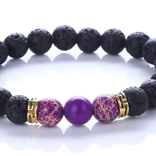 Classy Men Bracelet Lava Stone Purple