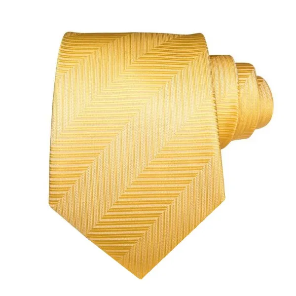 Classy Men Light Striped Gold Silk Tie