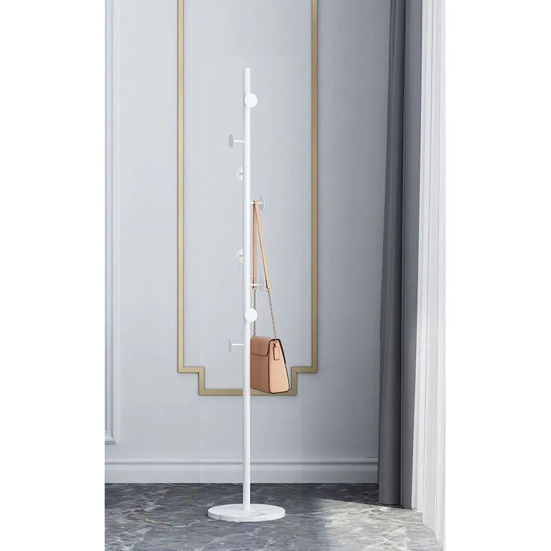 Coat Rack with Round Marble Base-White