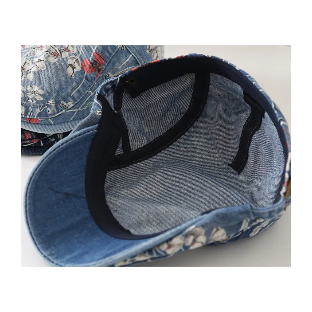 Cotton Denim Flat Cap Floral Newsboy Ivy Irish Hats Jean Cabbie Driving Hat YZ30111