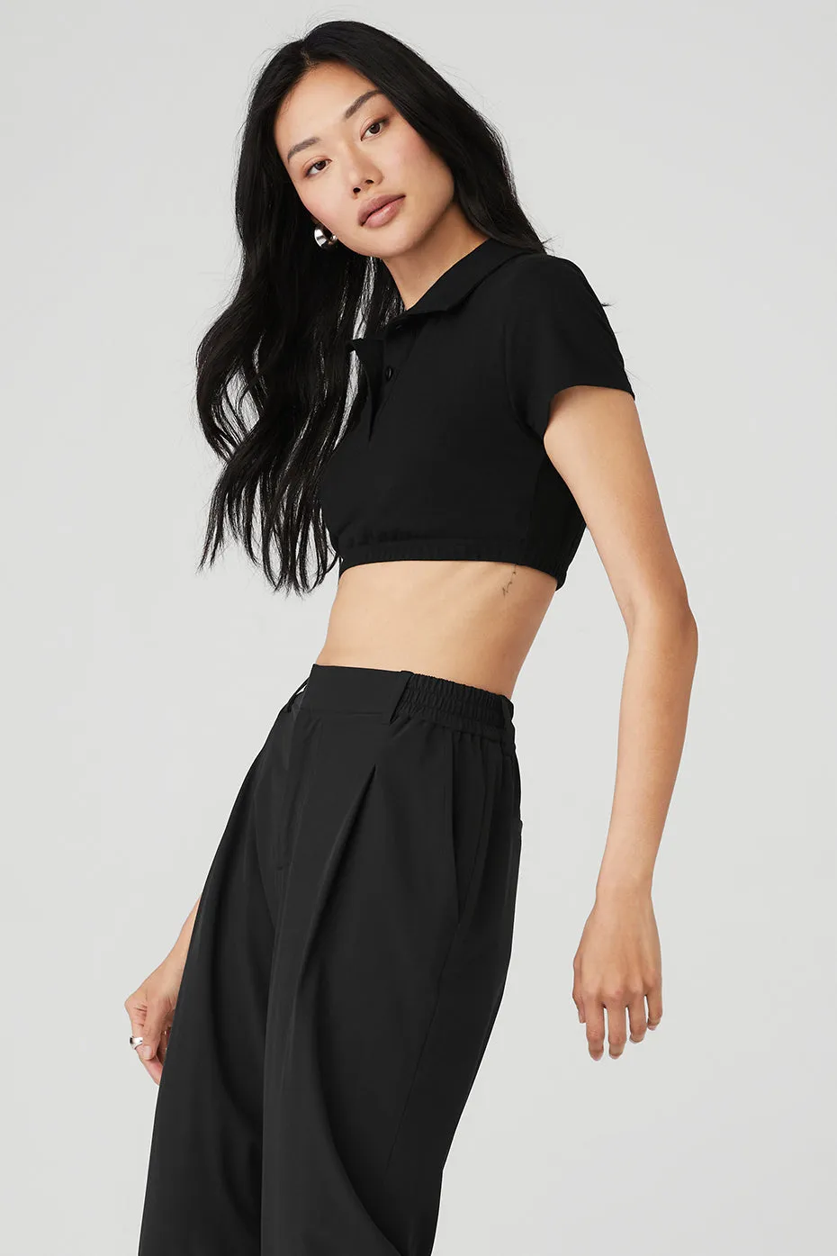 Cropped Prestige Polo - Black