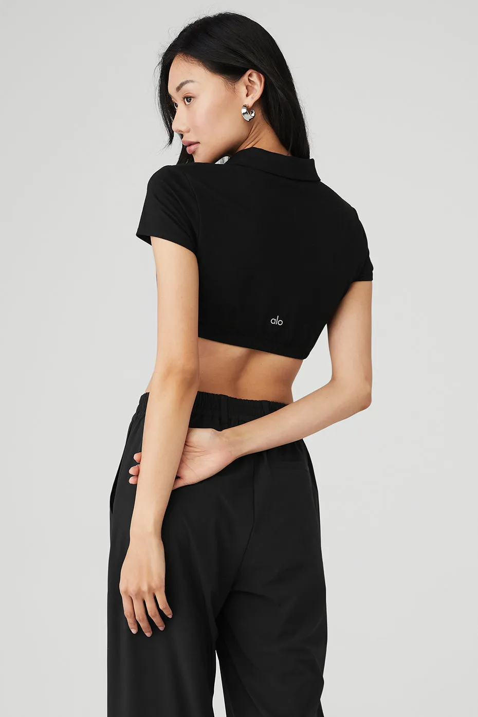 Cropped Prestige Polo - Black