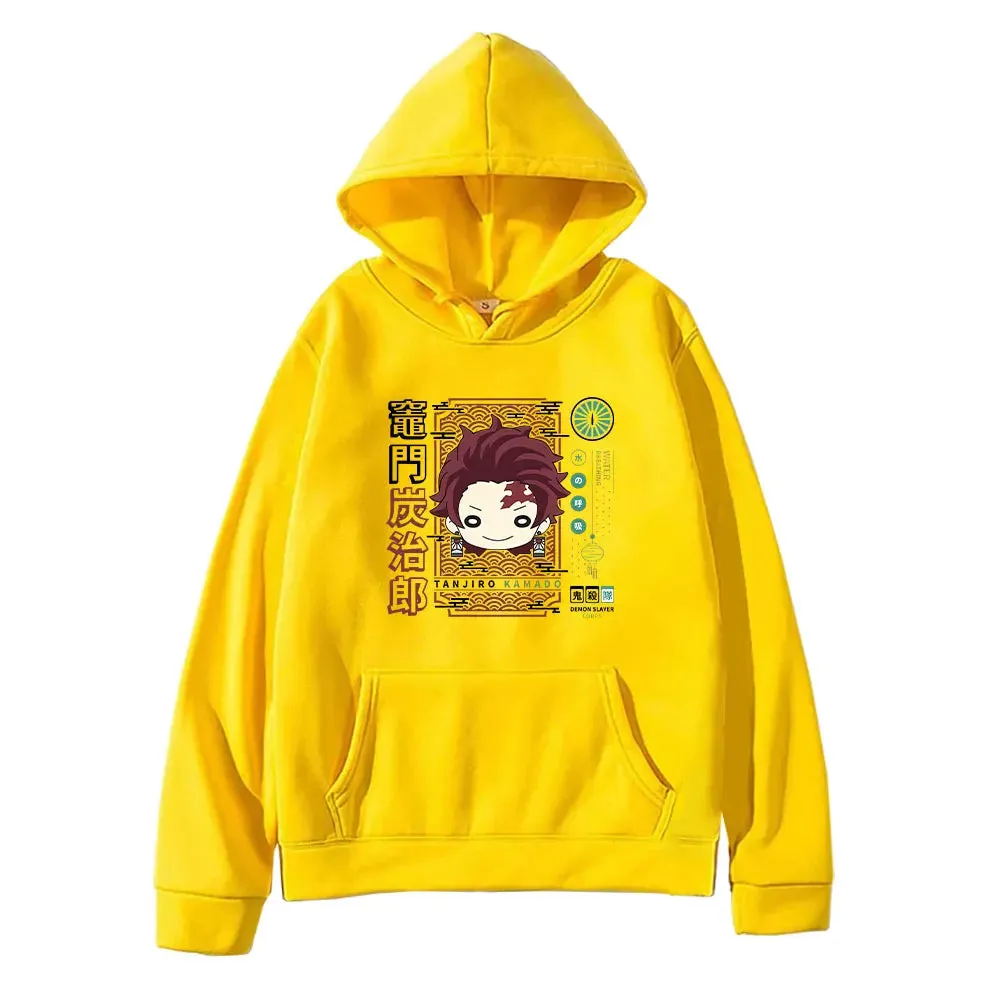 Demon Slayer Anime Hooded Kamado Tanjirou Printed Men Women Hoodies Long Sleeve Casual Loose Sweatshirt Harajuku Streetwear