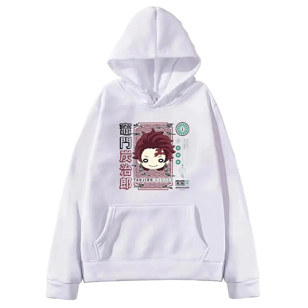 Demon Slayer Anime Hooded Kamado Tanjirou Printed Men Women Hoodies Long Sleeve Casual Loose Sweatshirt Harajuku Streetwear