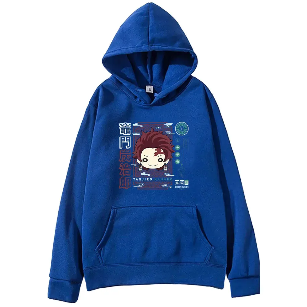 Demon Slayer Anime Hooded Kamado Tanjirou Printed Men Women Hoodies Long Sleeve Casual Loose Sweatshirt Harajuku Streetwear