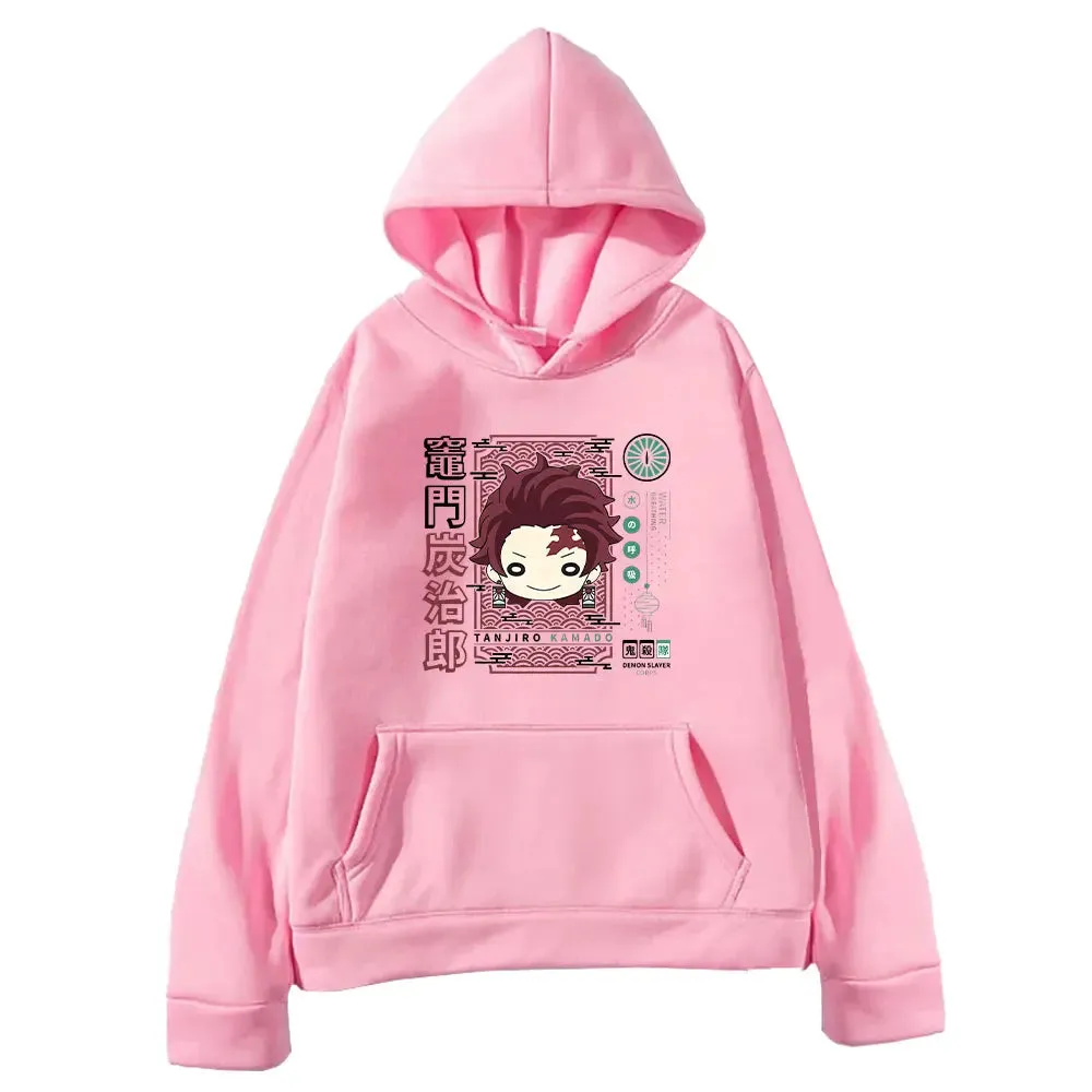 Demon Slayer Anime Hooded Kamado Tanjirou Printed Men Women Hoodies Long Sleeve Casual Loose Sweatshirt Harajuku Streetwear