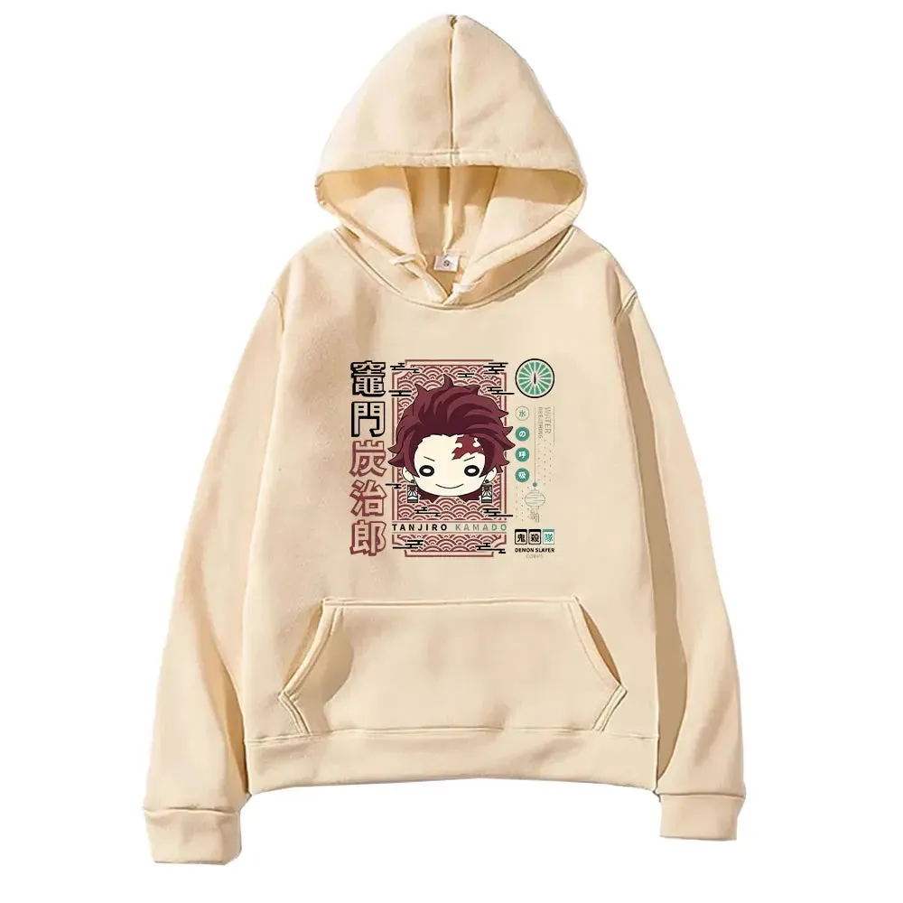 Demon Slayer Anime Hooded Kamado Tanjirou Printed Men Women Hoodies Long Sleeve Casual Loose Sweatshirt Harajuku Streetwear