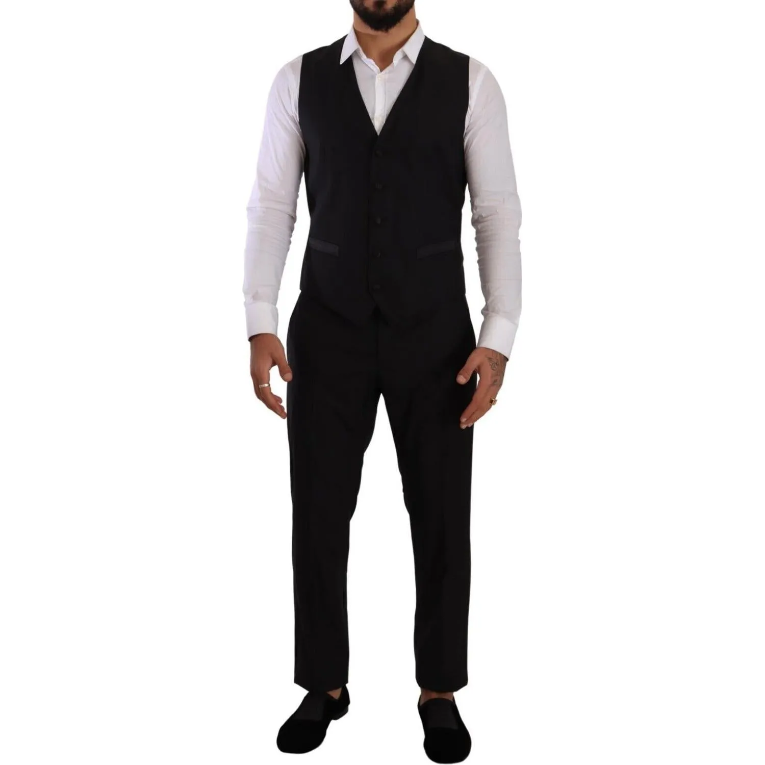 Dolce & Gabbana Elegant Black Three-Piece Martini Fit Suit