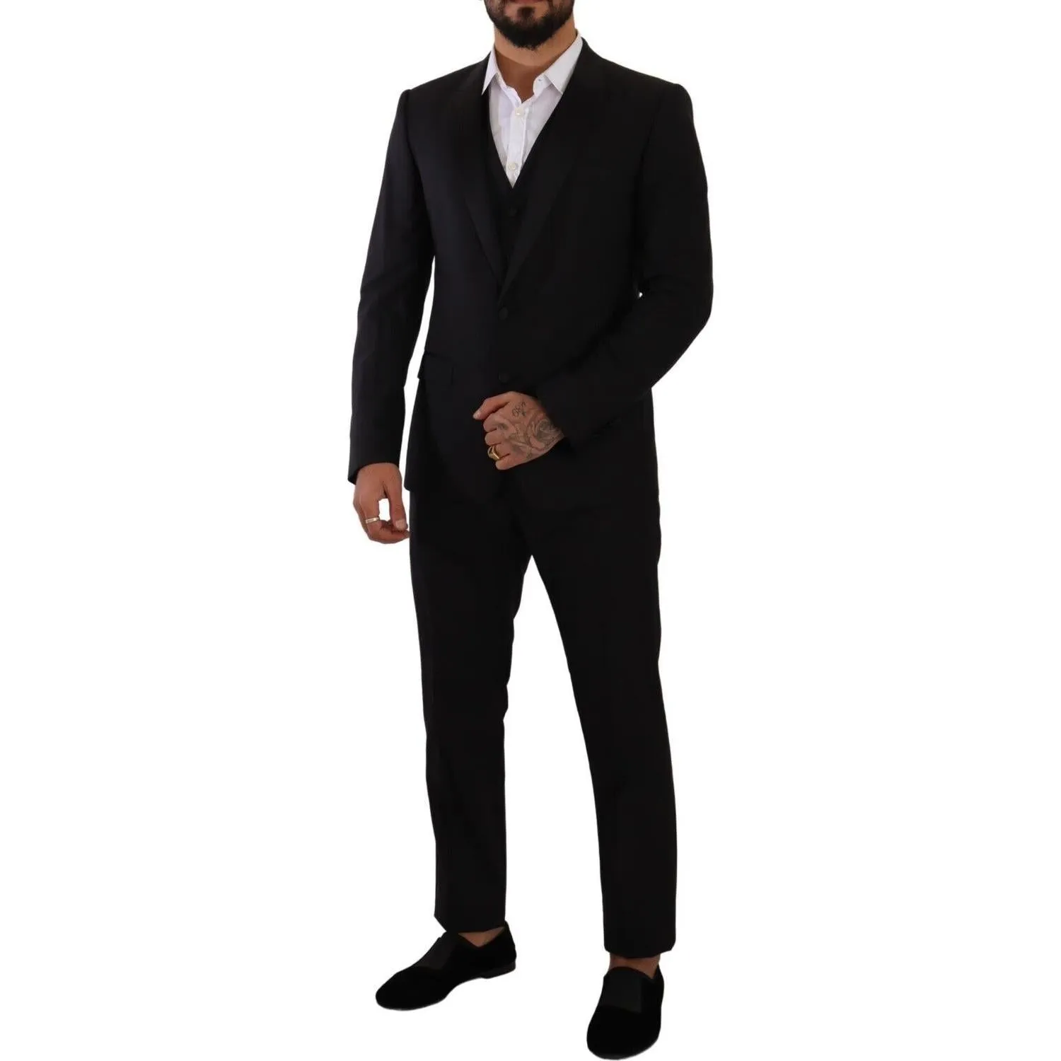 Dolce & Gabbana Elegant Black Three-Piece Martini Fit Suit