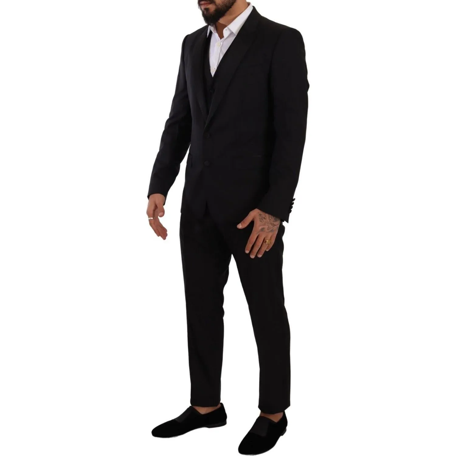 Dolce & Gabbana Elegant Black Three-Piece Martini Fit Suit