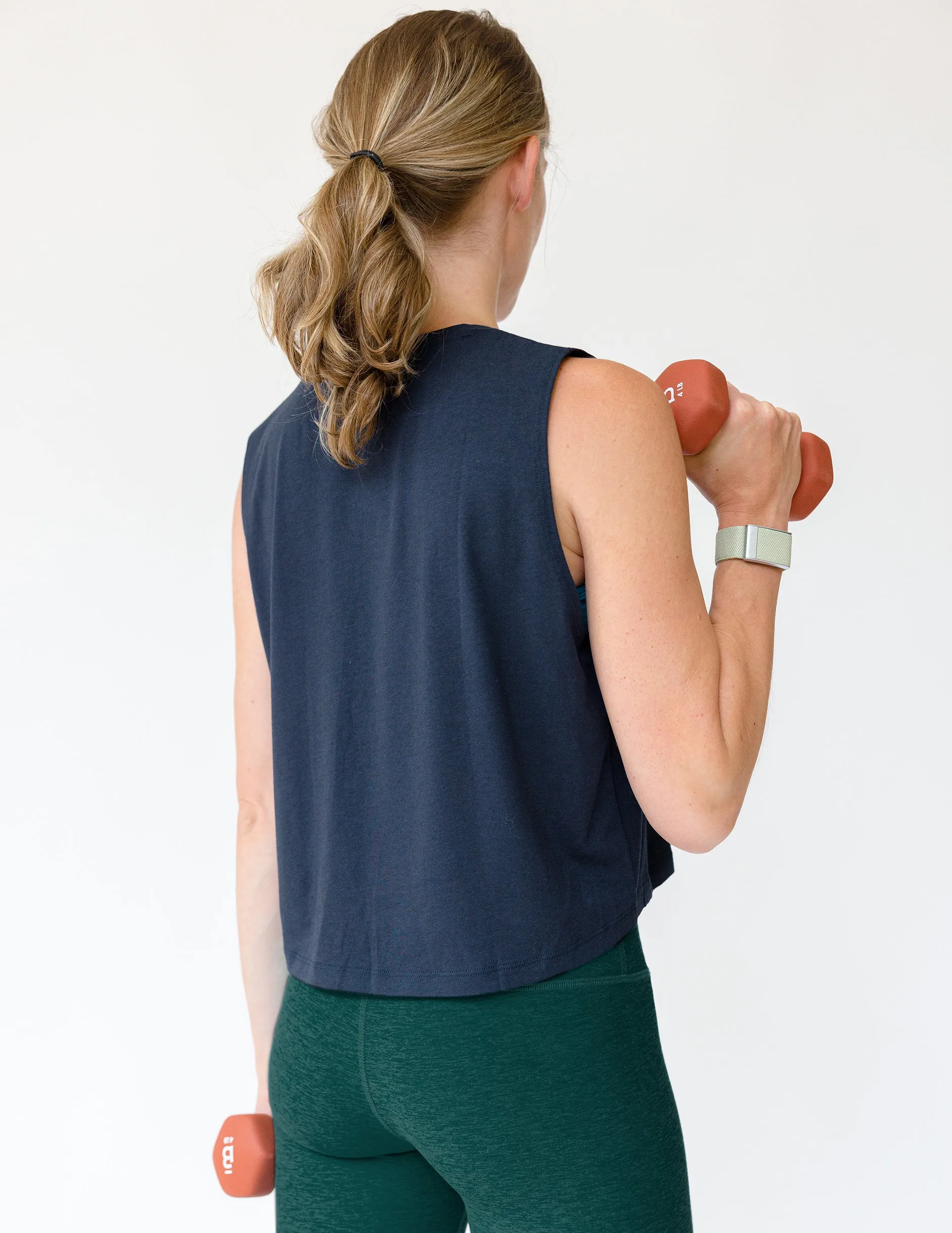 Don't Distress Balance Cropped Tank - Navy Sky