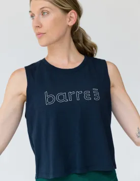 Don't Distress Balance Cropped Tank - Navy Sky