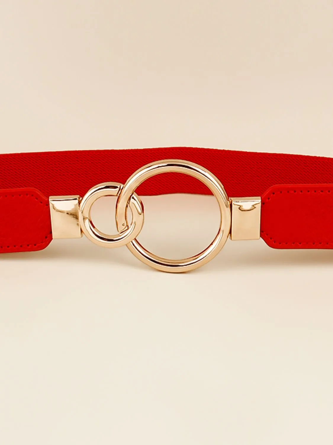 Double Ring Buckle Elastic PU Belt