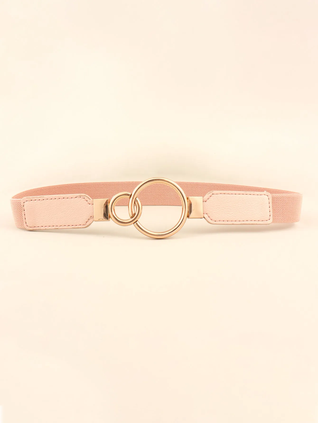 Double Ring Buckle Elastic PU Belt