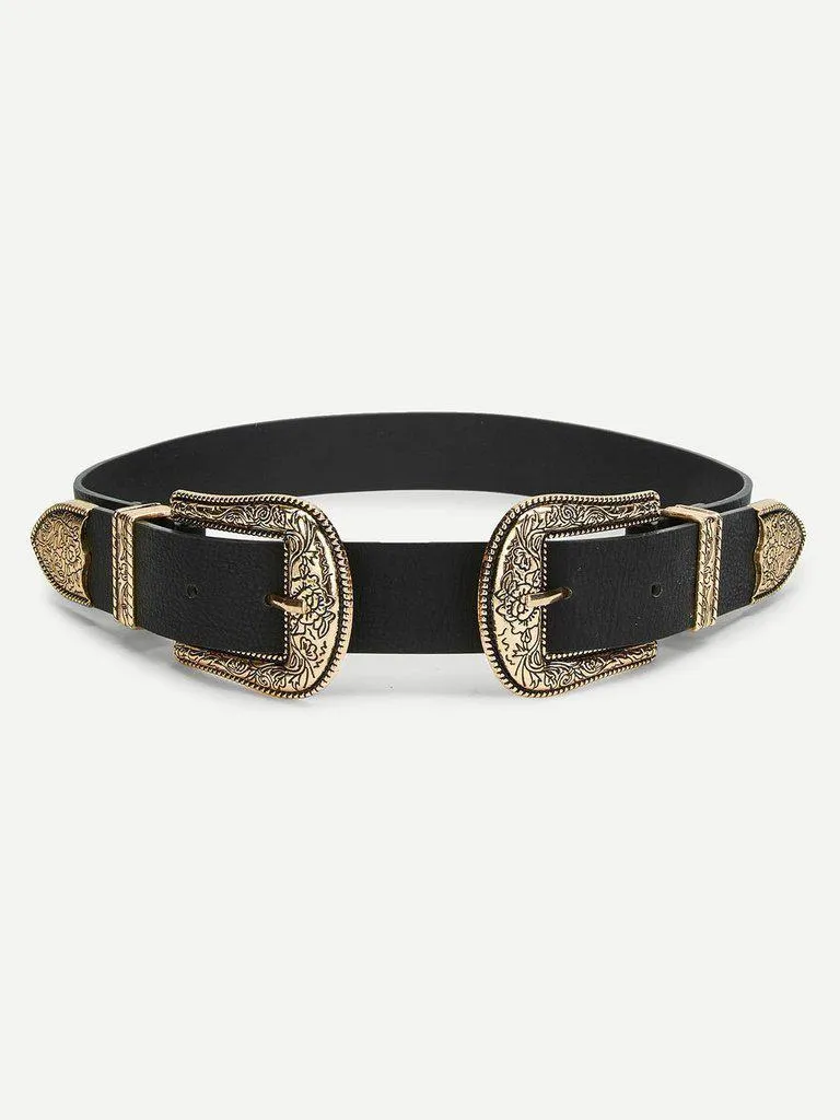 Double Western Buckle Belt