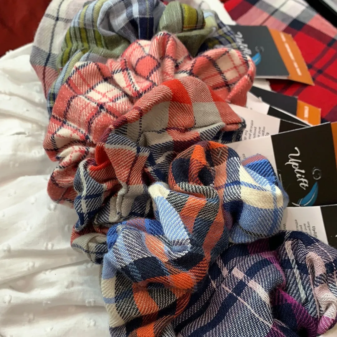 Fair Trade Checkered Fabric Scrunchies