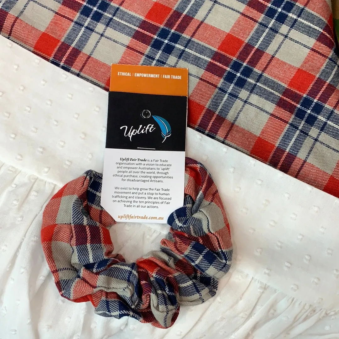 Fair Trade Checkered Fabric Scrunchies