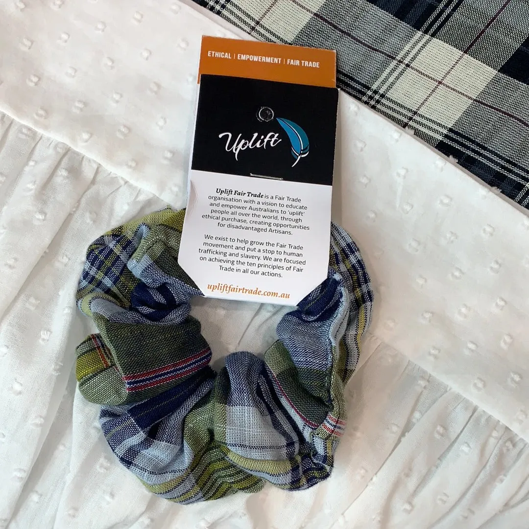 Fair Trade Checkered Fabric Scrunchies