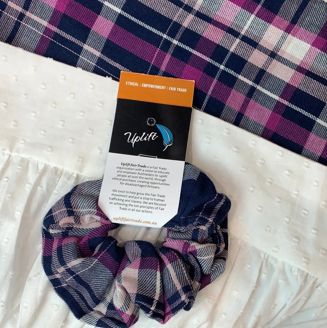 Fair Trade Checkered Fabric Scrunchies