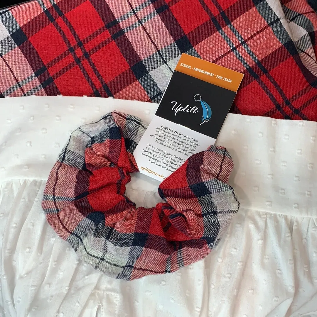 Fair Trade Checkered Fabric Scrunchies