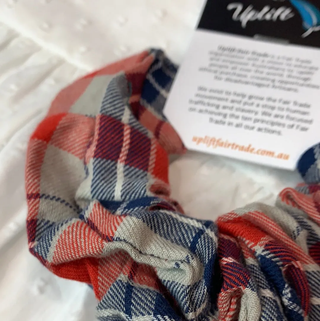 Fair Trade Checkered Fabric Scrunchies